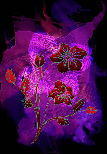 ilustrações, clipart, desenhos animados e ícones de flor da noite - note rose image saturated color