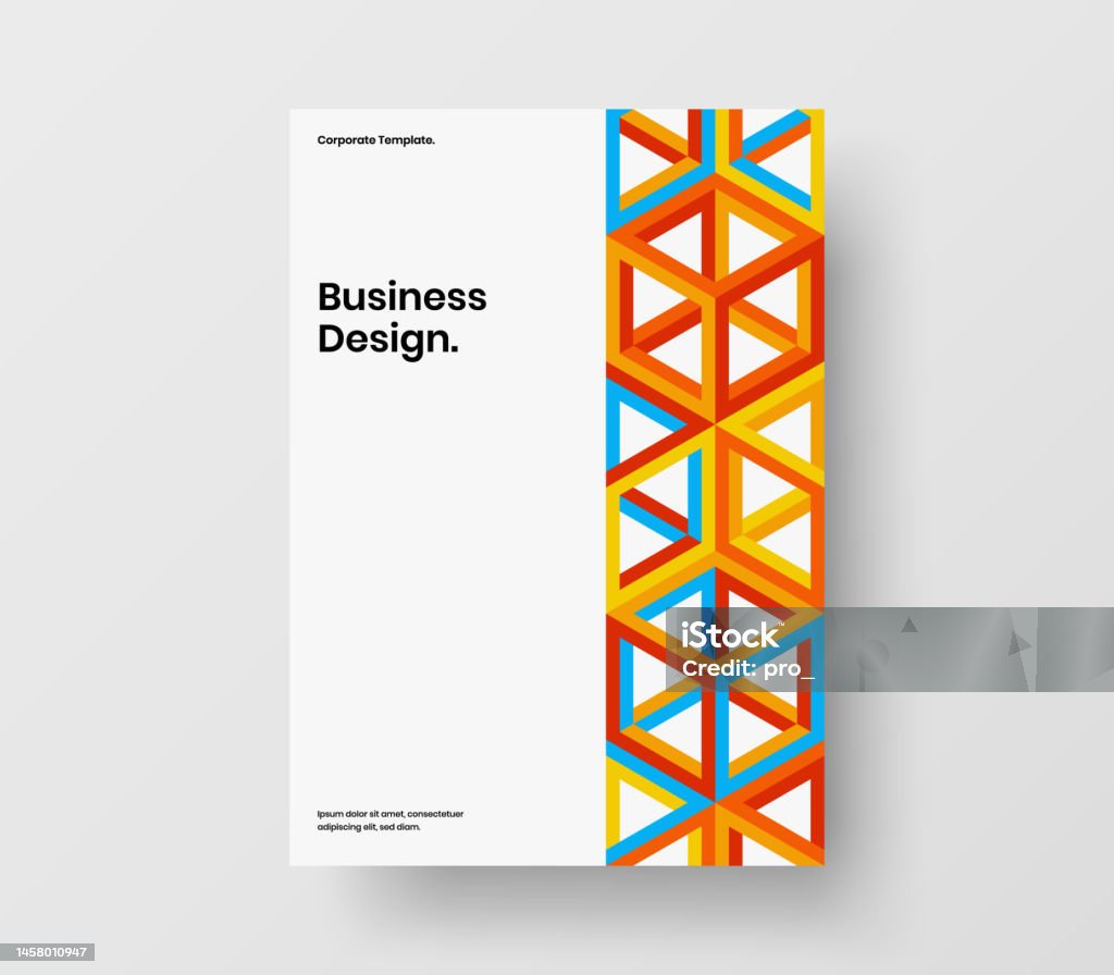 Colorful Mosaic Hexagons Flyer Layout Trendy Catalog Cover A4 Design