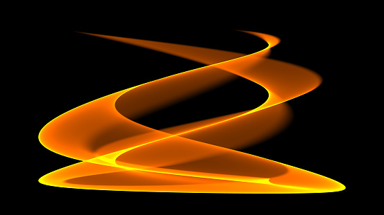 Abstract picture as noose. orange color on black background.