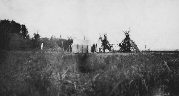 Bigstone Cree Nation Camp at Sandy Lake in Alberta, Canada  - 1913