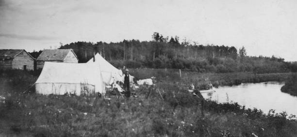 Camp Set Up at Sandy Lake in Alberta, Canada  - 1913