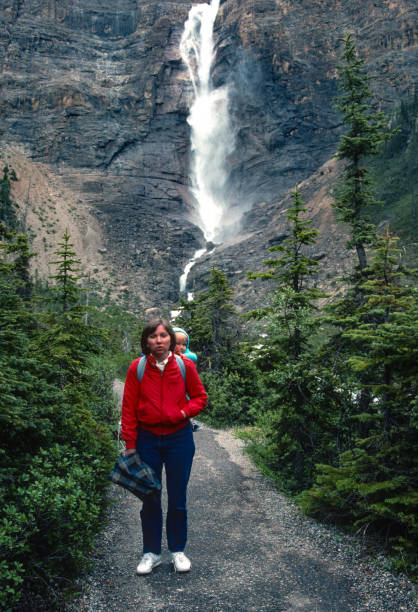 Yoho National Park - Takakkaw Falls on the Trail - 1989 stock photo