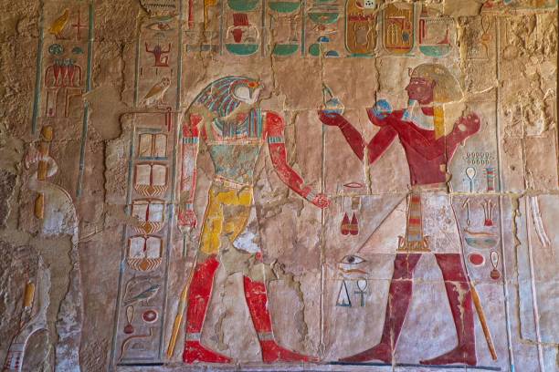istock Hieroglyphics and painting on the ancient structures in Egypt 1458014985