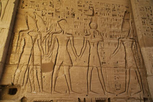 istock Hieroglyphics and painting on the ancient structures in Egypt 1458015209