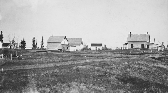 HBC Fur-trading post in Wabasca, Alberta, Canada. Vintage photograph ca. 1913.