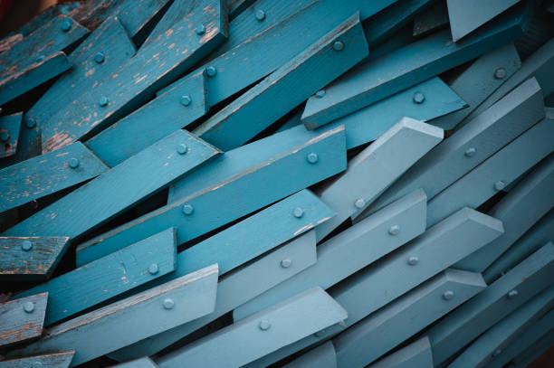 Blue painted wooden planks, background, texture