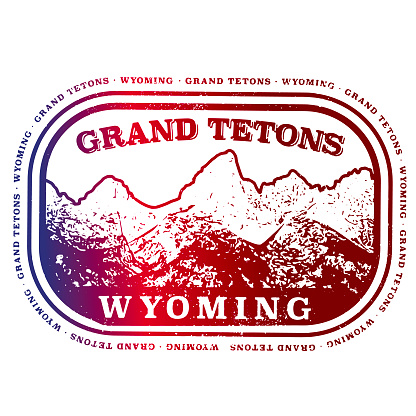 Grand Teton Wyoming Travel Stamp