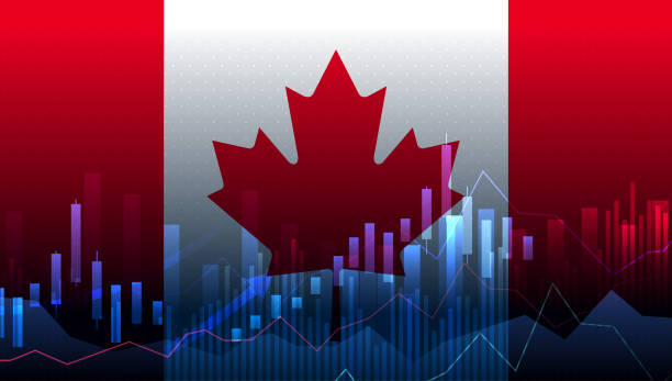 istock Market financial statistical Data with the flag of Canada, as an indicator of changes in the economy. Vector illustration. 1458023107