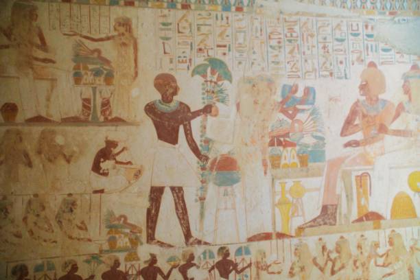 istock Hieroglyphics and painting on the ancient structures in Egypt 1458024909