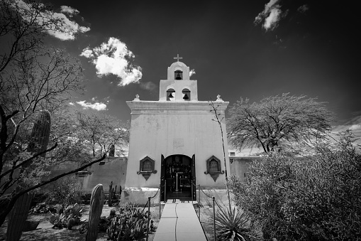 A side building, the Mortuary Chapel, at the San Xavier del bac Mission