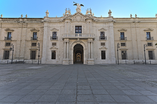 Main entrance to the Royal Tobacco Factory of Seville which is today used as university.