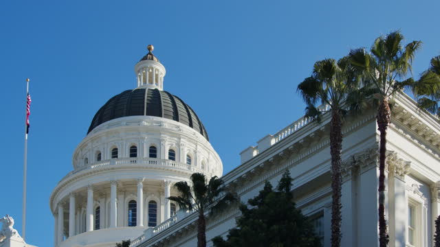 Panning Shot of the California State Capitol Building in Sacramento, CA