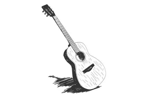 Vector illustration of Black and White Guitar illustration