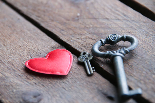 Love key. Key with the heart as a symbol of love. stock photo