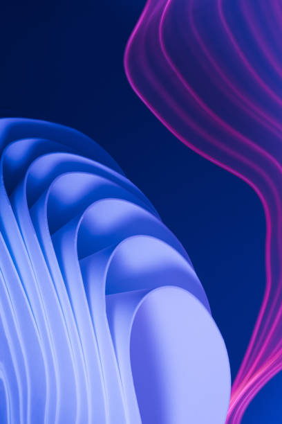 istock Motion flow 3D shapes with violet background. Futuristic budiness template 1458034701