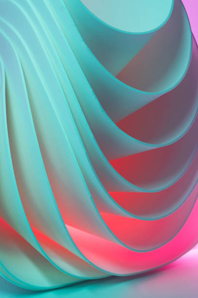 istock Abstract 3D layered shapes in teal and pink hues. 1458035287