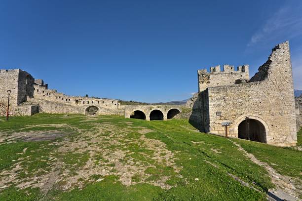 The entrance gate of the castle of Berat The entrance gate of the castle of Berat on a sunny day berat stock pictures, royalty-free photos & images