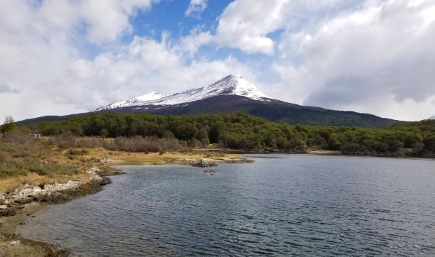 Beautiful landscape of mountains and lake in Ushuaia Amazing landscape in patagonia Argentina tierra del fuego national territory stock pictures, royalty-free photos & images