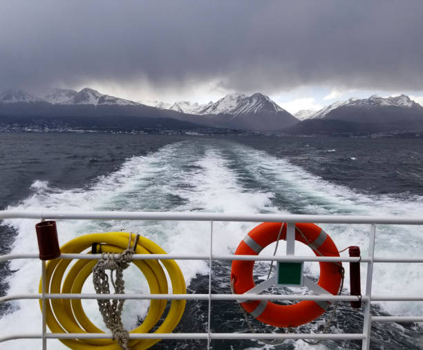 View of the mountains from the ferry Landscape from the lake beagle channel stock pictures, royalty-free photos & images
