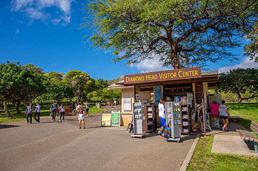 Honolulu, Hawaii - December 27, 2022:   the Diamond Head Visitor Center at the Diamond Head State Monument.