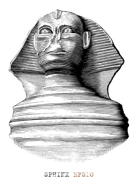 Sphinx hand draw vintage engraving style Sphinx hand draw vintage engraving style cairo stock illustrations