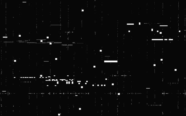 Glitch static effect. Retro video glitch. Old device problem. No signal visualization. VHS retro distortion. Old camera effect. Random white shapes. Vector illustration Glitch static effect. Retro video glitch. Old device problem. No signal visualization. VHS retro distortion. Old camera effect. Random white shapes. Vector illustration. old-tv-set-console stock illustrations