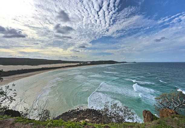 Beach on Frazer Island during the day with seaview with view on the sea