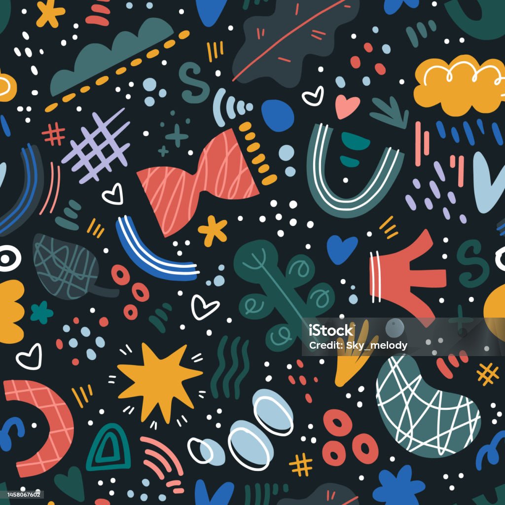 Mô Hình Liền Mạch Trừu Tượng Phong Cách Hoạt Hình Vẽ Tay Các Hình ...