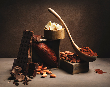 Cocoa beans with pod,cocoa butter and other ingredients