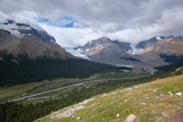 Columbia Icefield and Icefields Parkway from Wilcox Pass Trail, Alberta