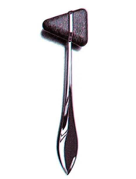 Vector illustration of Reflex Hammer cut out on white background with Glitch Technique