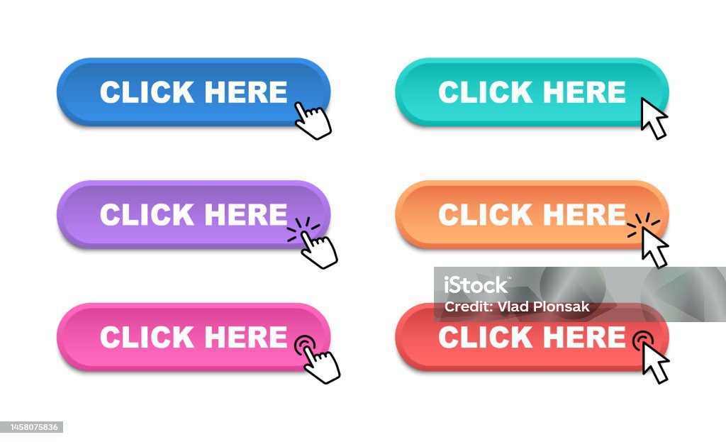 Click Button Internal Click Here Web Buttons Modern Buttons Click Here Hand Pointer Clicking ...