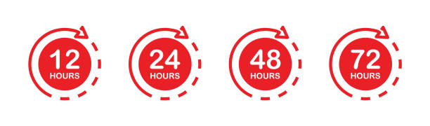 12, 24, 48, 72 часа. набор стрелок часов и иконок времени. время доставки. - 2677 stock illustrations