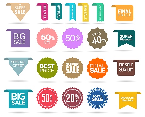 Collection of Modern colorful New note label mark tag