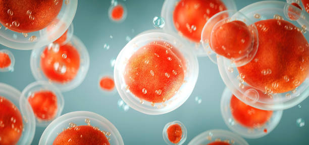 renderização 3d de fundo de microscópio de células-tronco humanas ou embrionárias - neurologic - fotografias e filmes do acervo