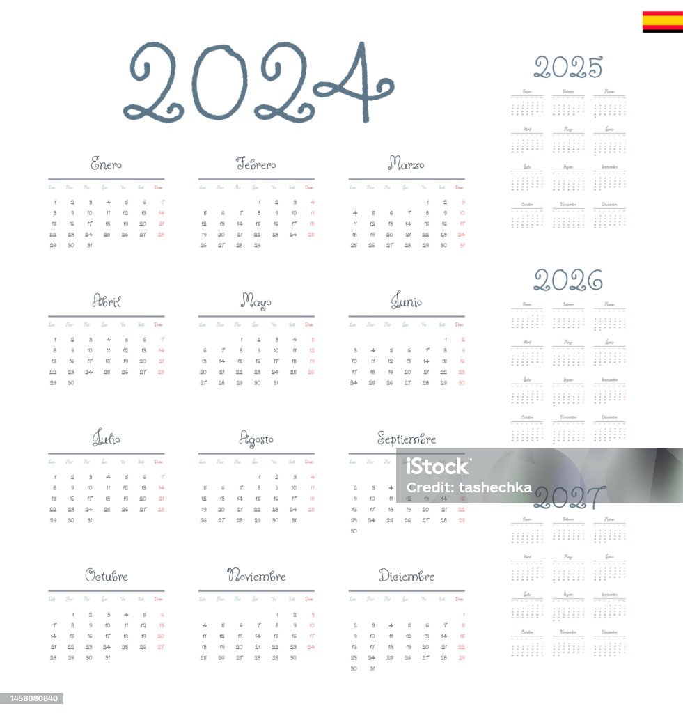 Spanish Calendar Stock Illustration Download Image Now 2024, 2025