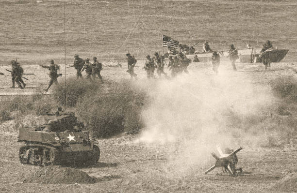 battaglia del giorno d della seconda guerra mondiale sulla spiaggia di omaha - normandia foto e immagini stock