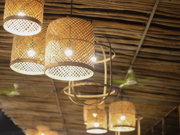 istock selective focus  to hanging lanterns which are usually used for decorating cafes and restaurants, under exposure because it is night 1458098077