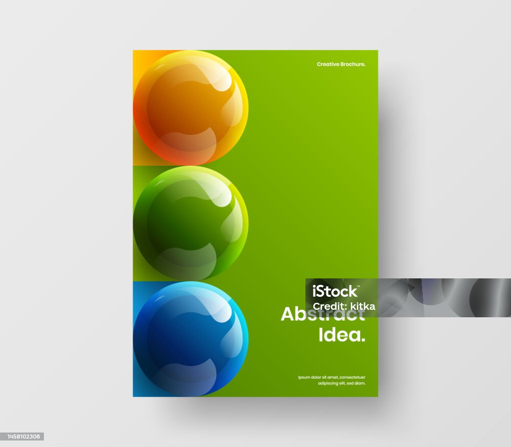 Amazing Realistic Spheres Catalog Cover Illustration Clean Poster