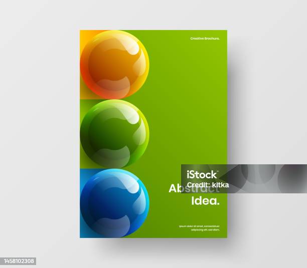 Amazing Realistic Spheres Catalog Cover Illustration Clean Poster