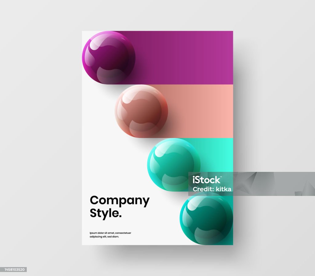 Simple 3d Spheres Flyer Illustration Modern Catalog Cover Vector Design