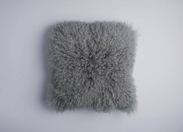 istock Gray fluffy mohair throw pillow 1458105218