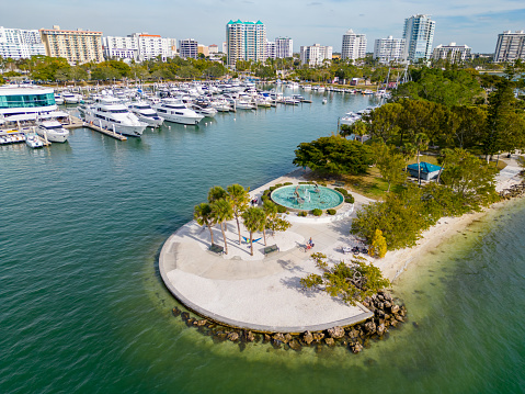 Aerial photo Dolphin Fountain Sarasota FL