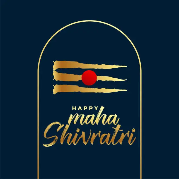 Vector illustration of line style golden shivling background for maha shivratri festival