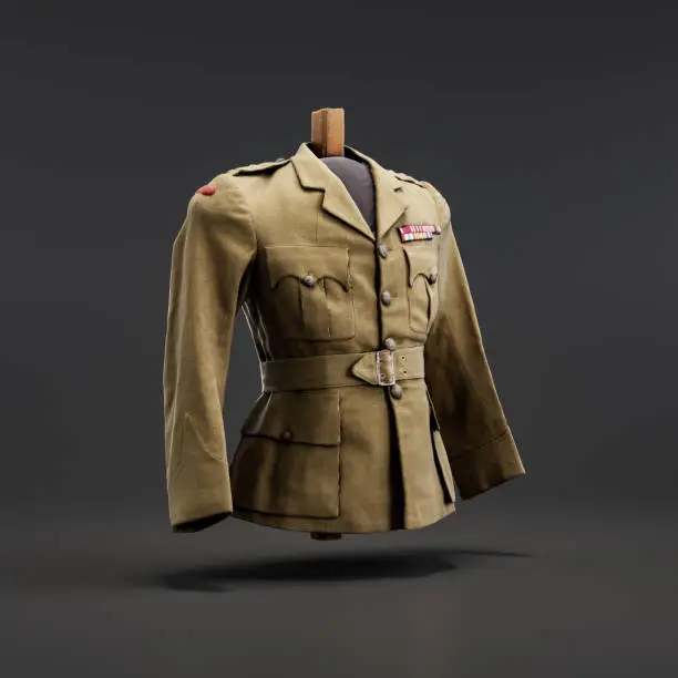 Military uniform of the captain of medical service corps and nurses, Polish Armed Forces. 1940s. 3d renderind