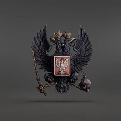 The national emblem of the kingdom of Poland. Vintage military symbol. 3d Rendering, single object