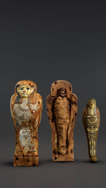 istock Coffin, mummy, sarcophagus, cartonnage from ancient Egyp El Hiba. 3d Rendering 1458112999