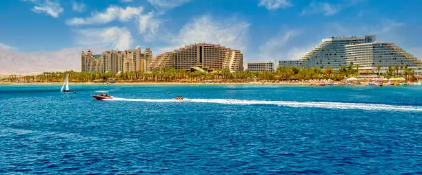 Eilat is a famous tourist resort and recreation Israeli city located on the Red Sea