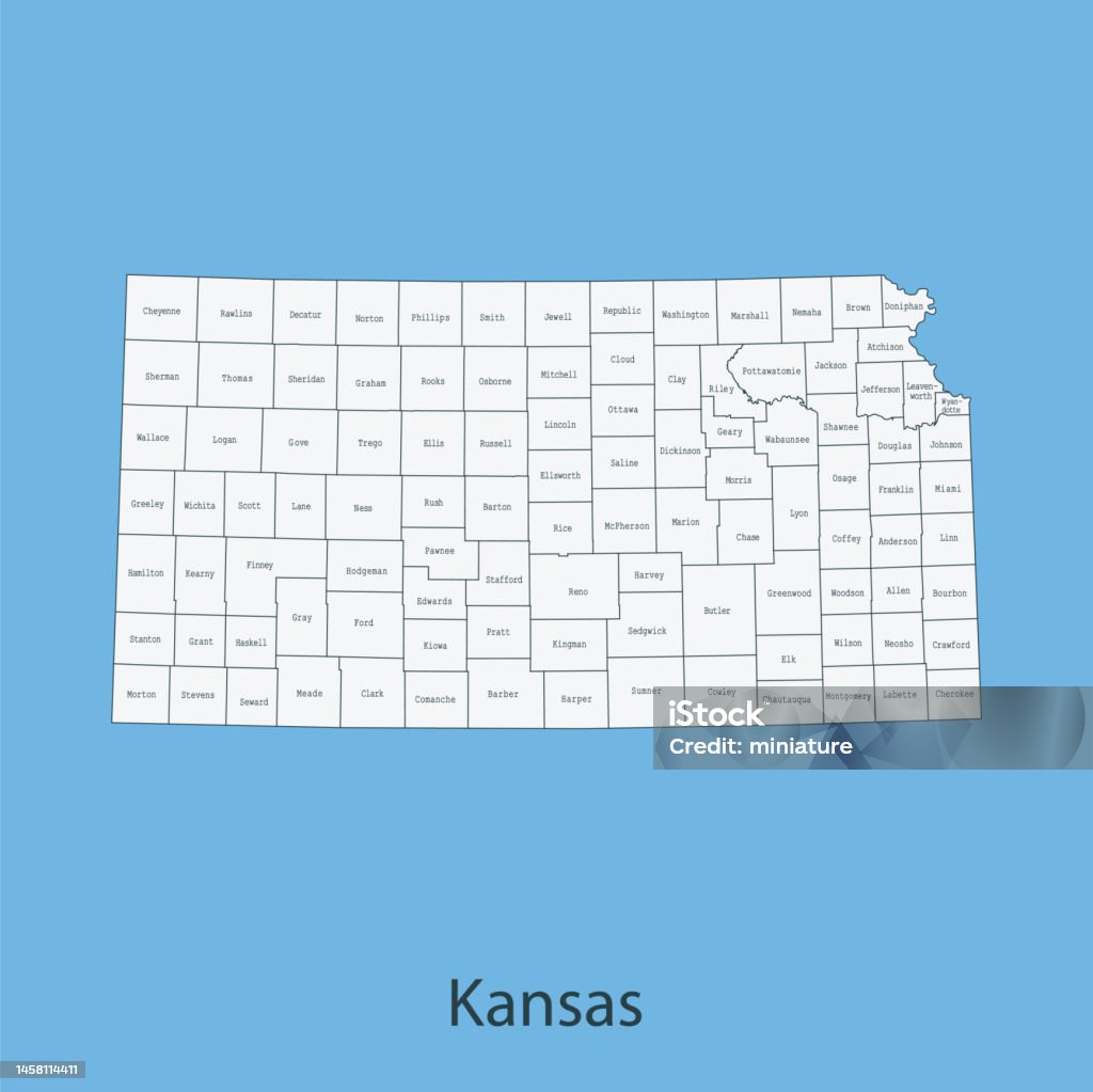 Basic Kansas Map Kansas Map Stock Illustration - Download Image Now - Abstract ...
