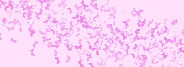 Pink background with colorful confetti butterflies. Pink background with colorful confetti butterflies. Designs for holidays, postcards, posters, websites, carnivals, posters. Place for text. zia symbol images stock illustrations